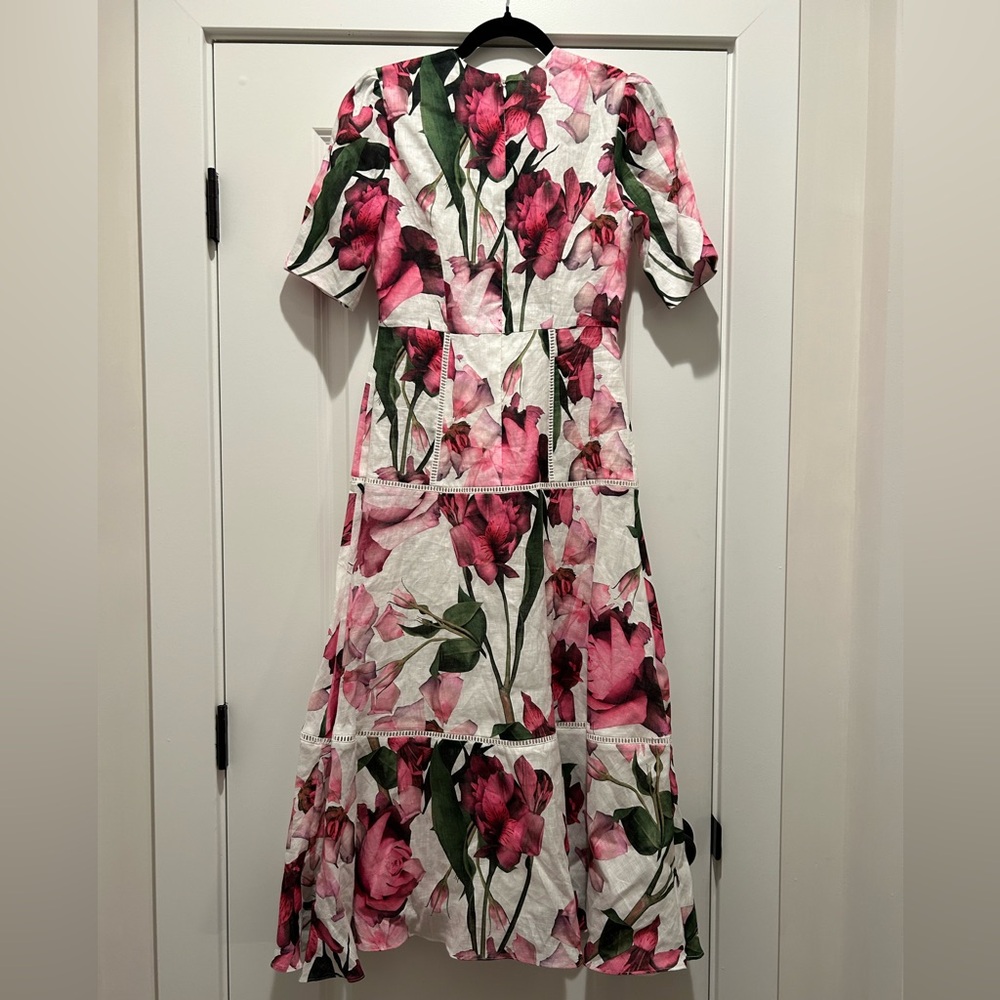 Ted Baker Short Sleeve V Neck Linen Midi Dress - Picture 7 of 7